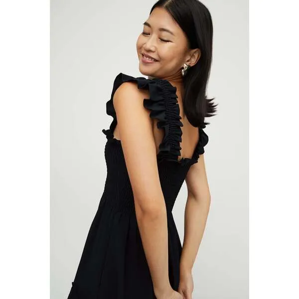 Hill House Home The Women's Ellie Nap Dress, Black Crepe