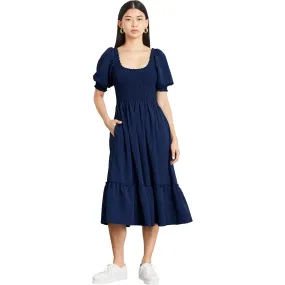 Hill House Home The Women's Louisa Nap Dress, Navy Crepe