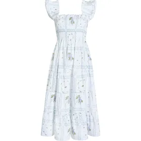 Hill House Home Women's Ellie Floral Print Ruffle Shoulder Tiered Nap Dress, White