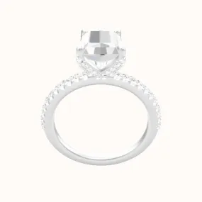 illusion Pave Engagement Ring With Pave Petal Four Prong Head