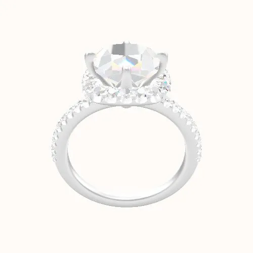 illusion Pave Engagement Ring With Petal Prong Halo Head