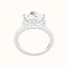 illusion Pave Engagement Ring With Petal Prong Halo Head