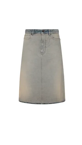 Inside Out Denim Midi Skirt - Denim