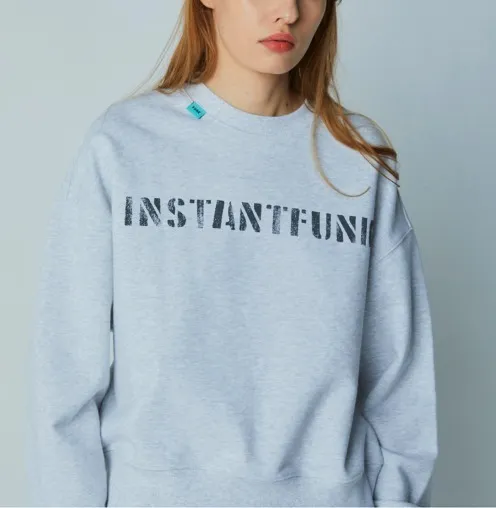 INSTANTFUNK  |Unisex U-Neck Long Sleeves Logo Sweatshirts