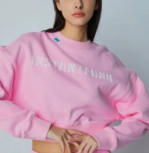 INSTANTFUNK  |Unisex U-Neck Long Sleeves Logo Sweatshirts