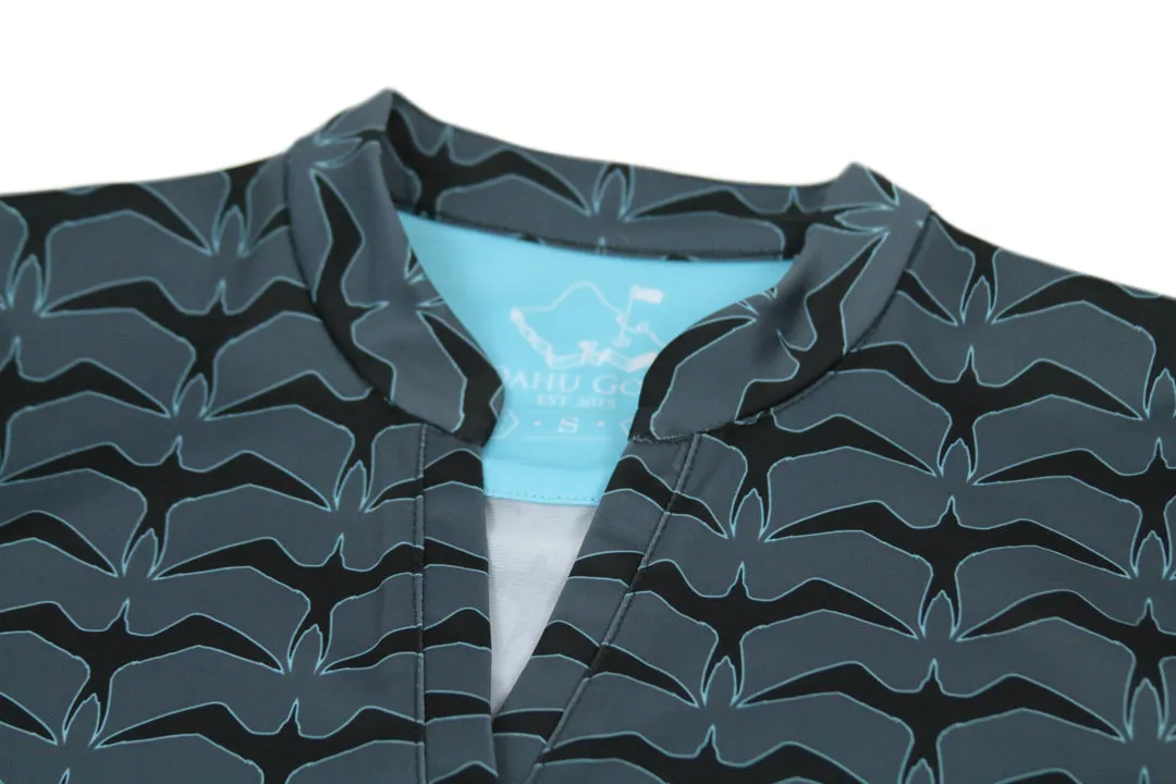 Iwa Flock Charcoal Sky - OGA Ladies Polo - Charcoal / Sky Blue