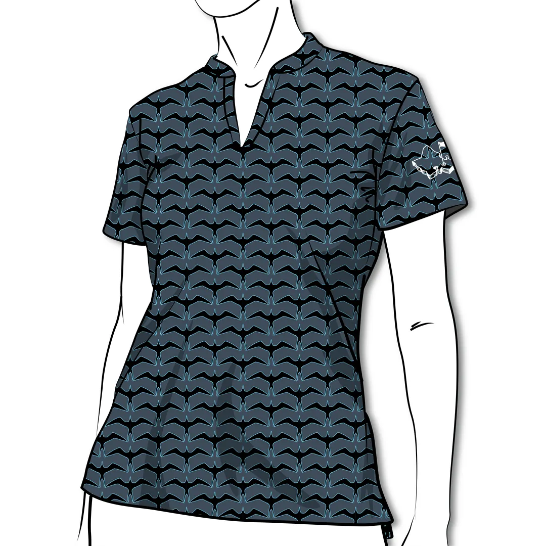 Iwa Flock Charcoal Sky - OGA Ladies Polo - Charcoal / Sky Blue