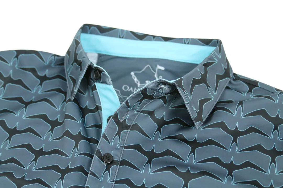 Iwa Flock Charcoal Sky - OGA Youth Polo - Charcoal / Sky Blue