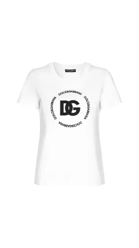 Jersey T-shirt With DG Logo - White