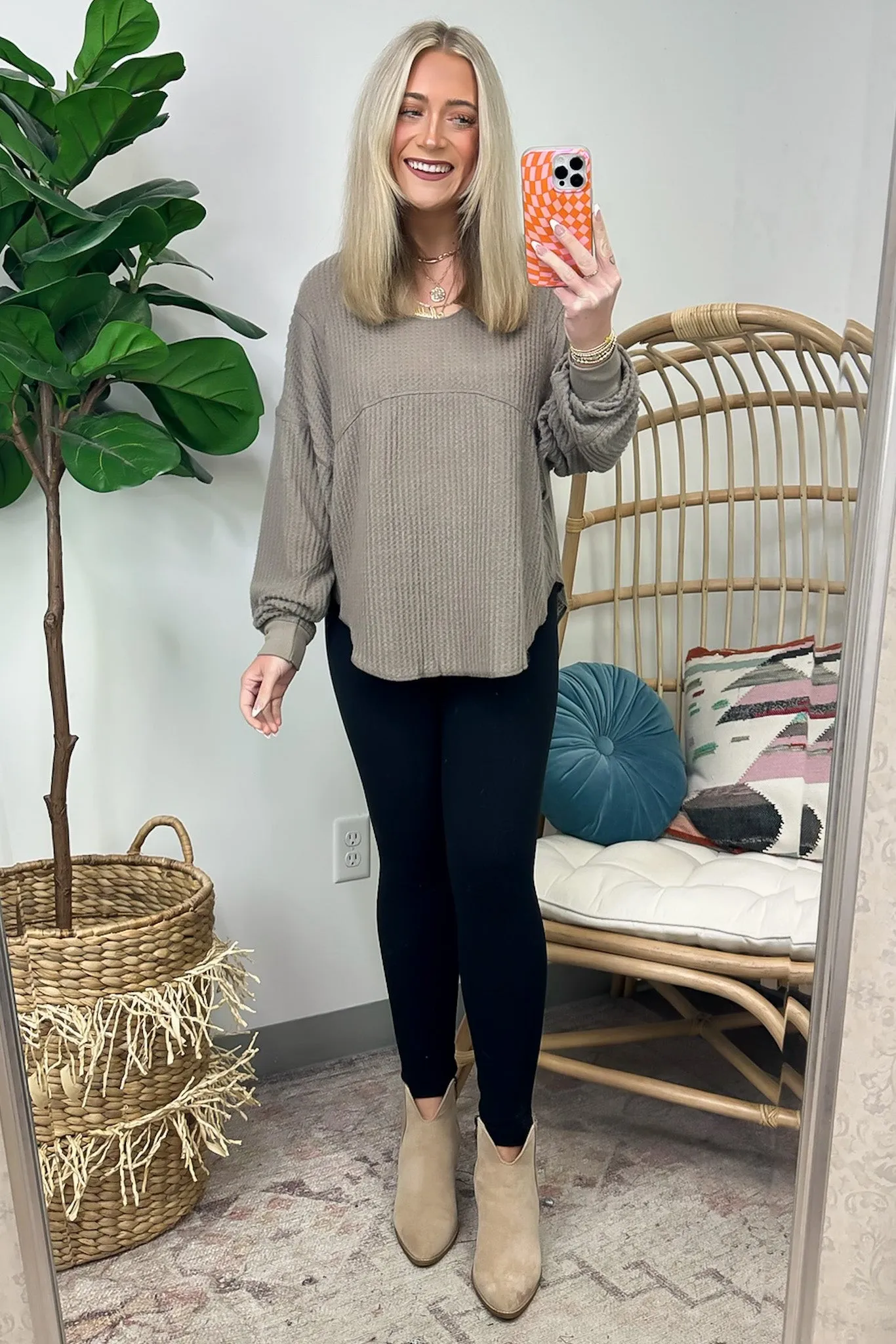 Larsyn Waffle Knit Relaxed Fit Top