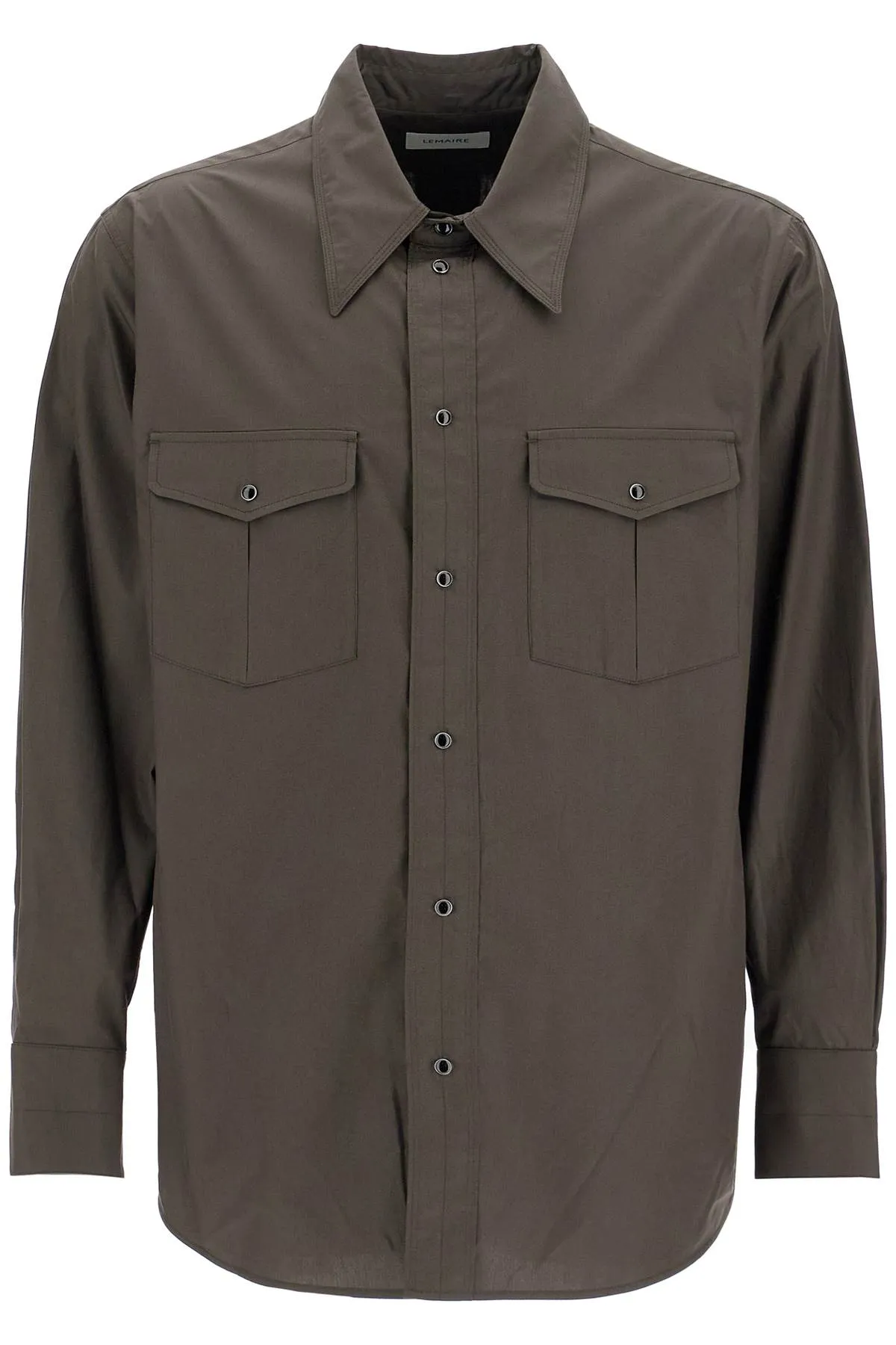 Lemaire Western Shirt With Snap Buttons   Brown