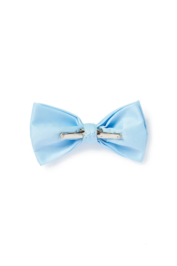 Light Blue Satin Bow Tie (Clip-On)