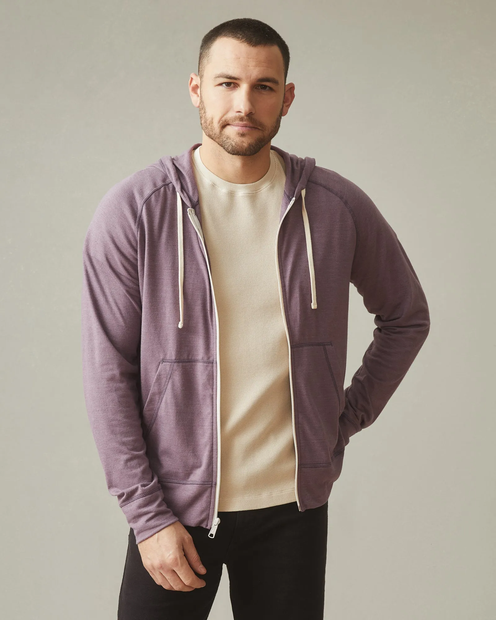 Lightweight Full Zip - Black Plum