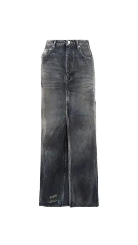 Long Denim Skirt - Blue