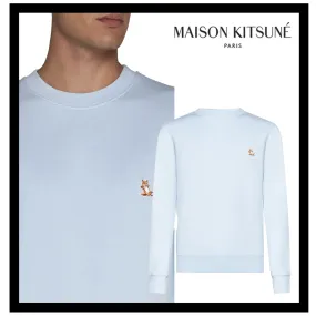 MAISON KITSUNE  |Unisex Long Sleeves Cotton Logo Designers Sweatshirts