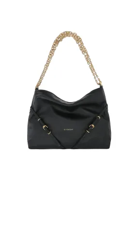 Medium Voyou Chain Bag In Laminated Leather - Black