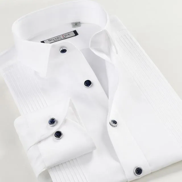 Men's Dress Shirts 100% Cotton Long Sleeves Plus Size Tuxedo Shirt