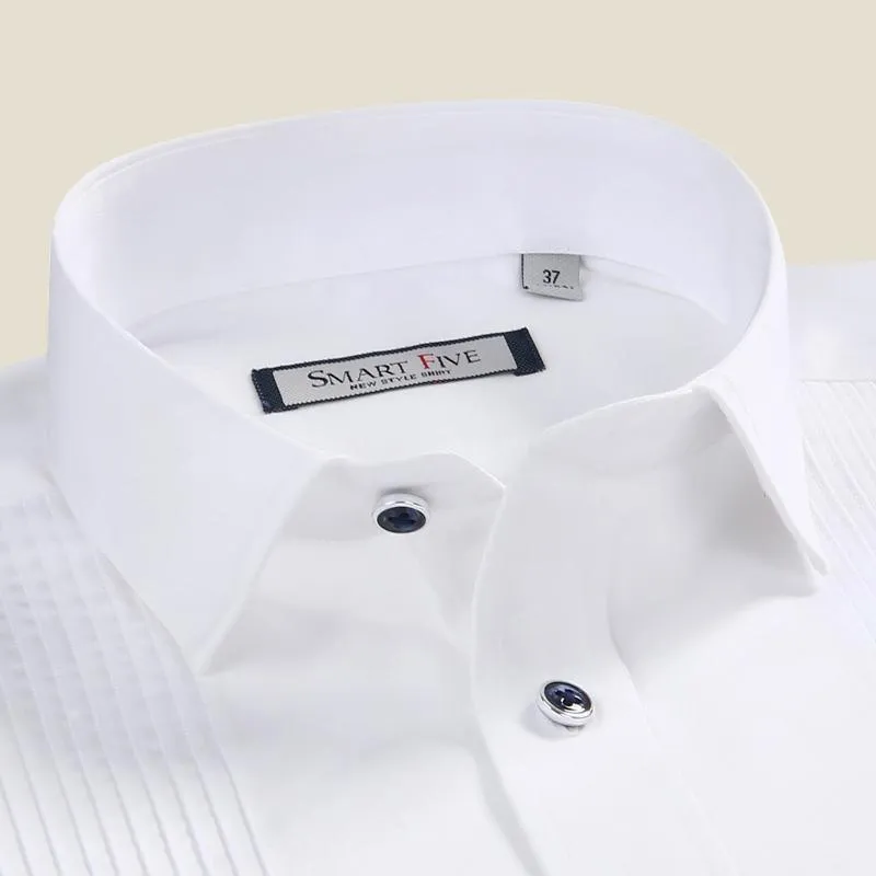 Men's Dress Shirts 100% Cotton Long Sleeves Plus Size Tuxedo Shirt