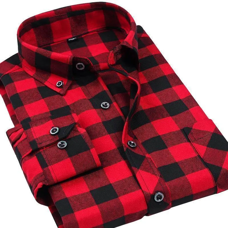 Men's Plaid Shirts Long Sleeves Flannel Plus Size Shirts