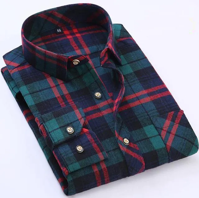 Men's Plaid Shirts Long Sleeves Flannel Plus Size Shirts