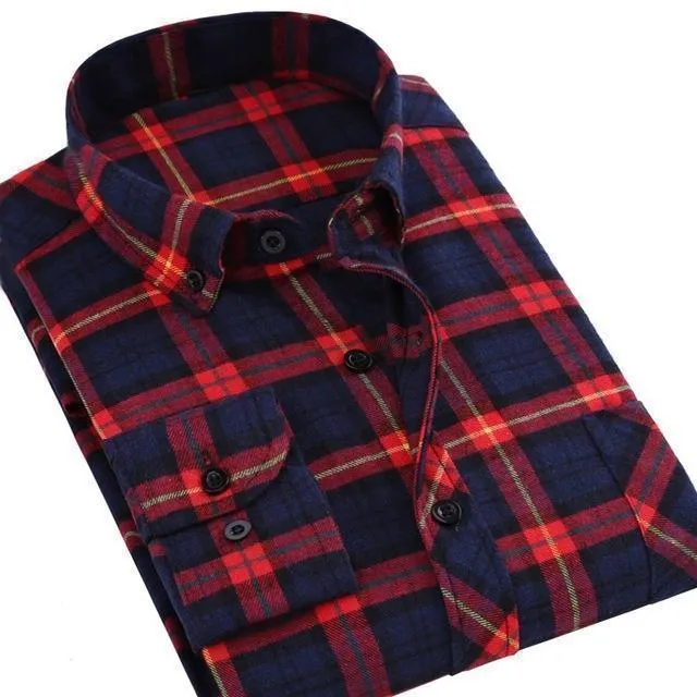 Men's Plaid Shirts Long Sleeves Flannel Plus Size Shirts