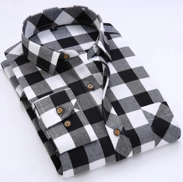 Men's Plaid Shirts Long Sleeves Flannel Plus Size Shirts