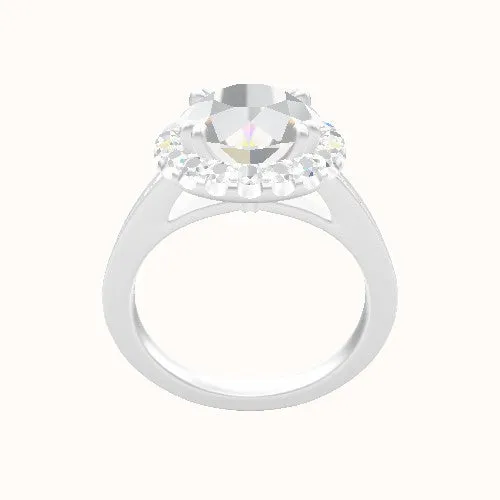 Micropave Cathedral Engagement Ring With Halo with Double Prong Head