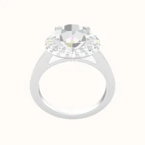 Micropave Cathedral Engagement Ring With Halo with Double Prong Head