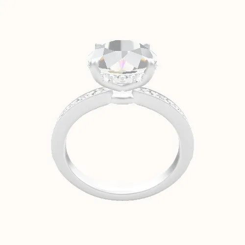 Micropave Engagement Ring With Low Set Pave  Hidden Halo Head