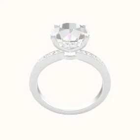 Micropave Engagement Ring With Low Set Pave  Hidden Halo Head