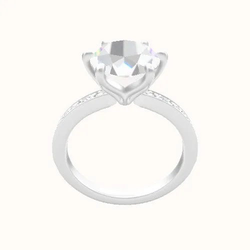 Micropave Engagement Ring With Petal Six Prong Head