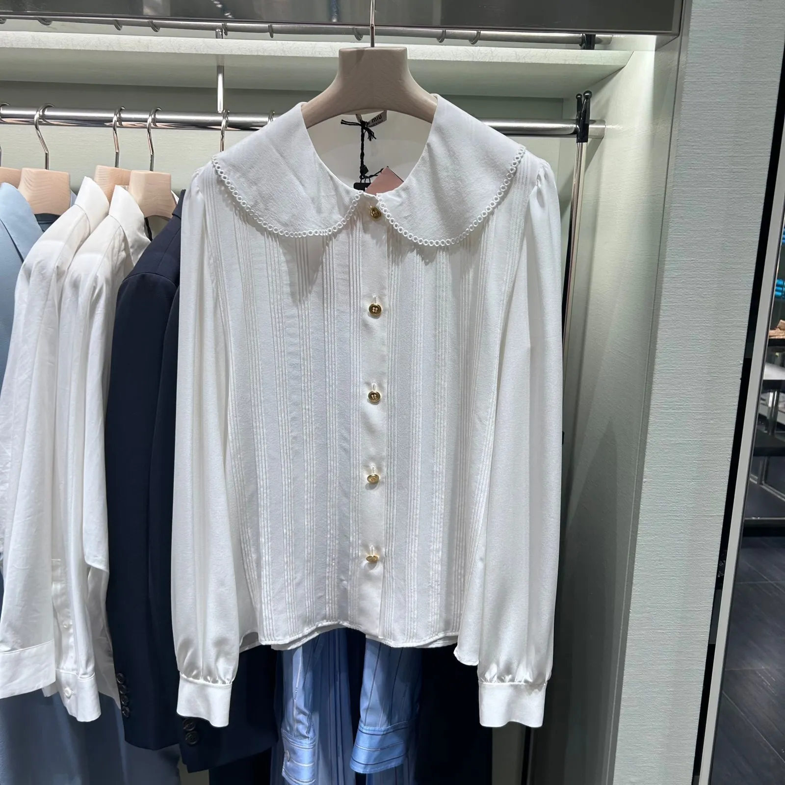 MiuMiu  |Long Sleeves Plain Elegant Style Shirts & Blouses