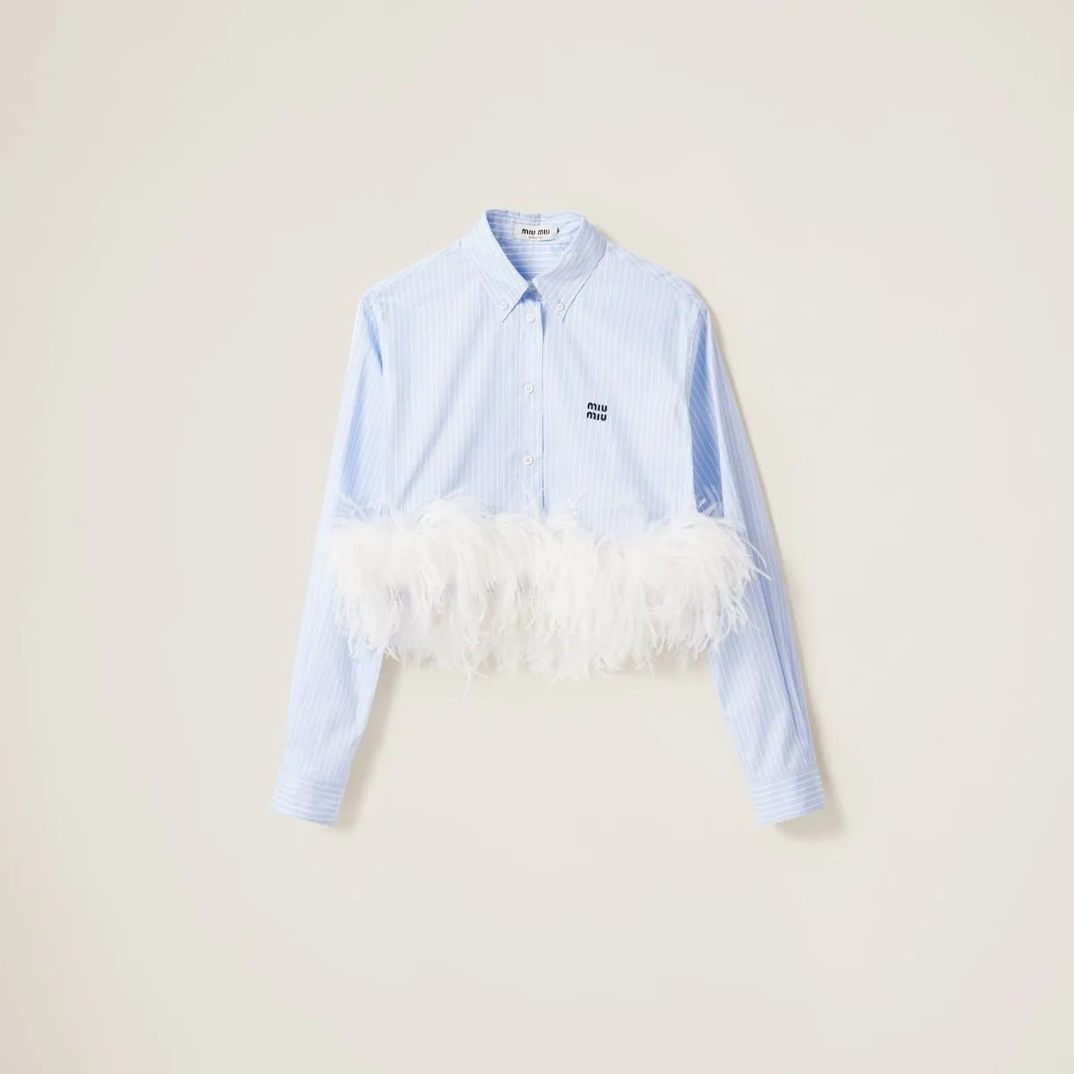 MiuMiu  |Stripes Long Sleeves Plain Cotton Logo Shirts & Blouses