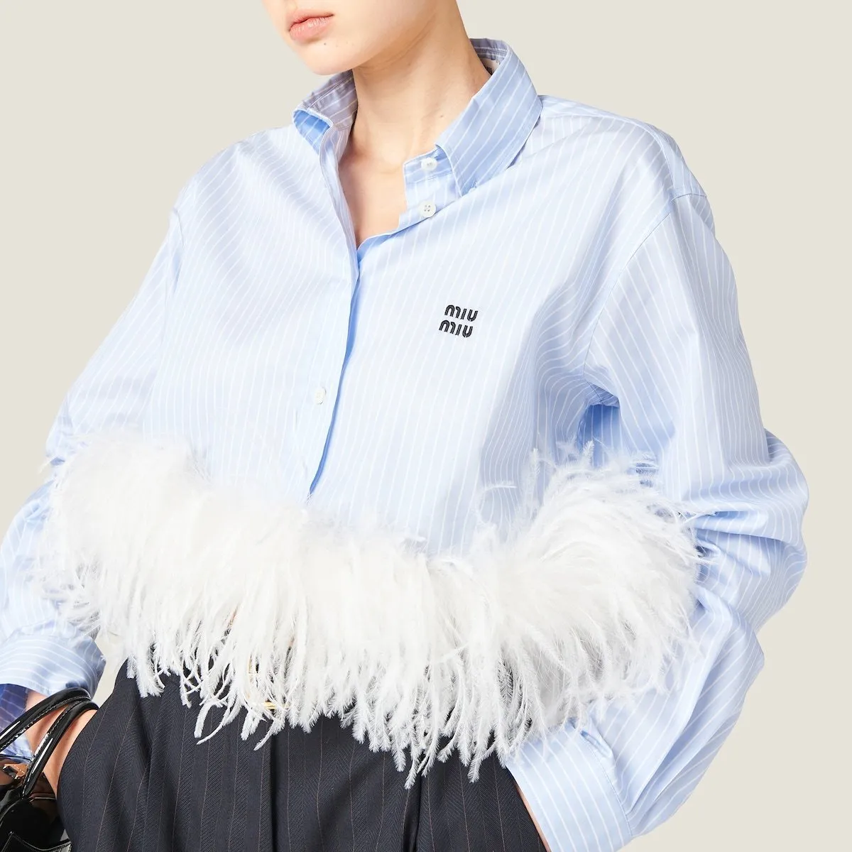 MiuMiu  |Stripes Long Sleeves Plain Cotton Logo Shirts & Blouses