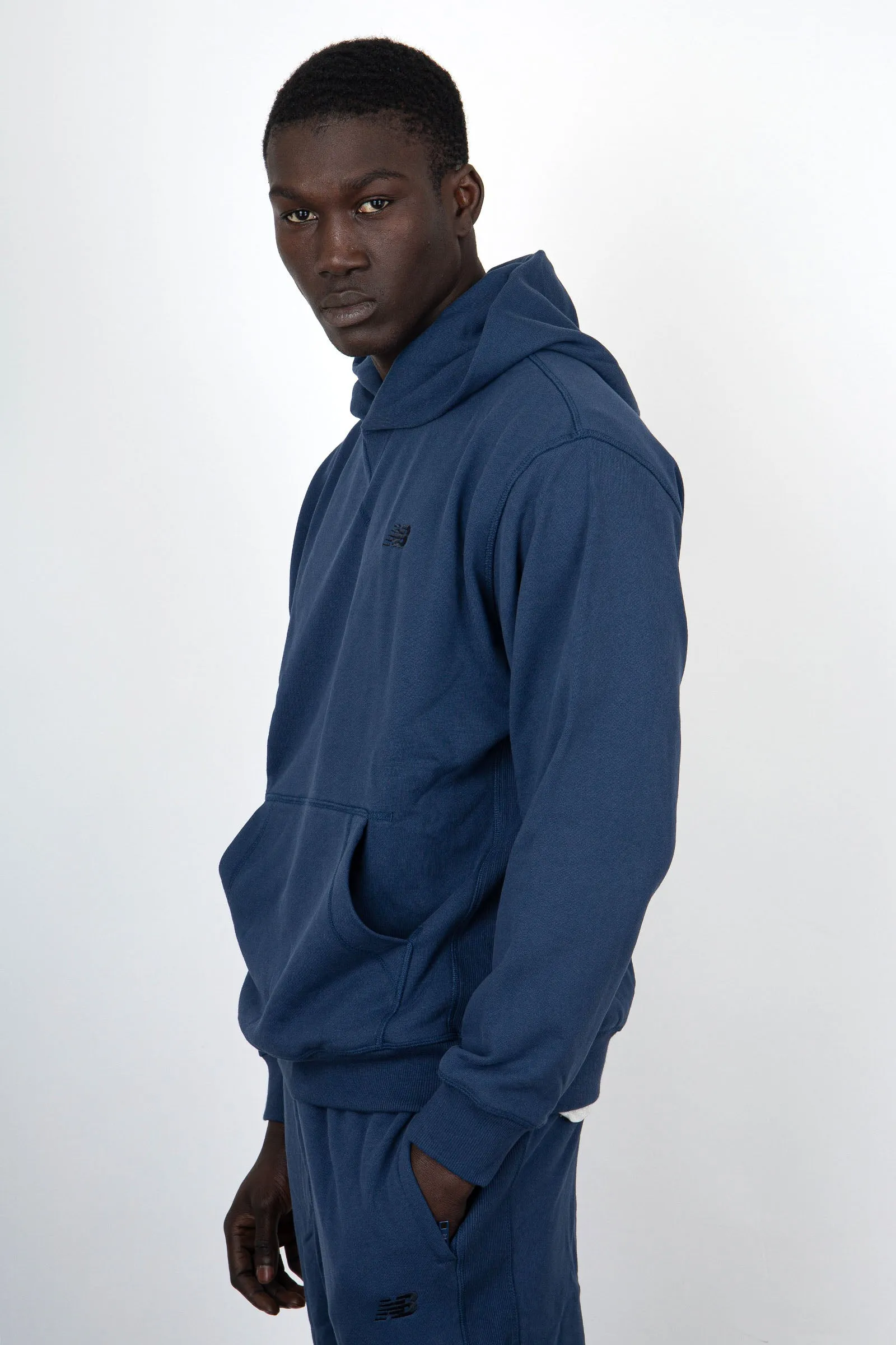 New Balance Felpa Athletics French Terry Hoodie Cotone Blu Navy