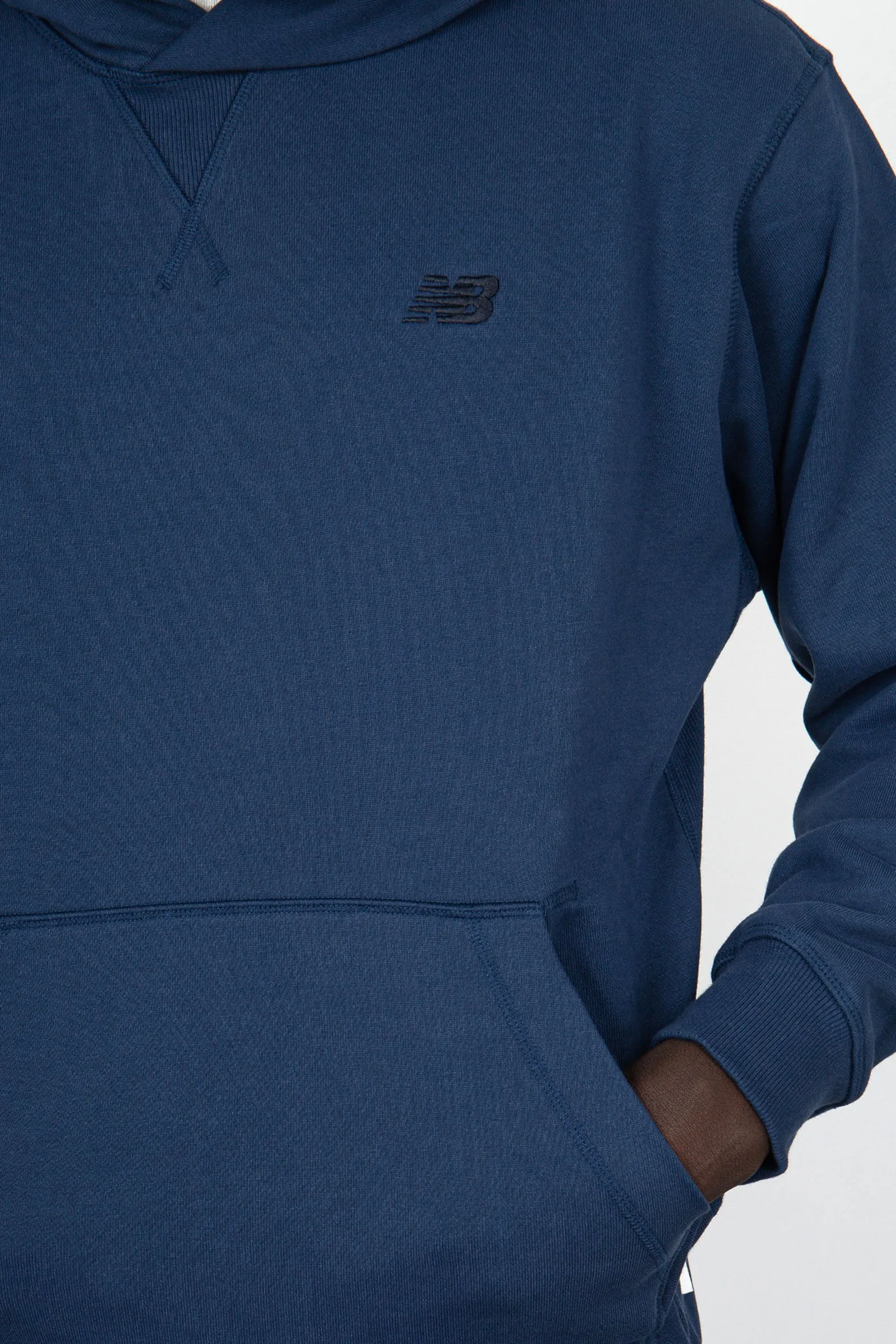 New Balance Felpa Athletics French Terry Hoodie Cotone Blu Navy