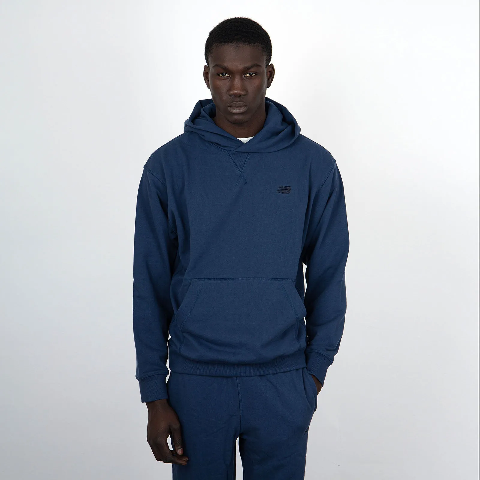 New Balance Felpa Athletics French Terry Hoodie Cotone Blu Navy