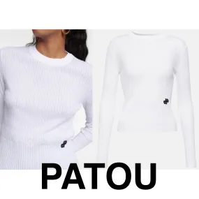 PATOU  |Crew Neck Casual Style Long Sleeves Plain Cotton