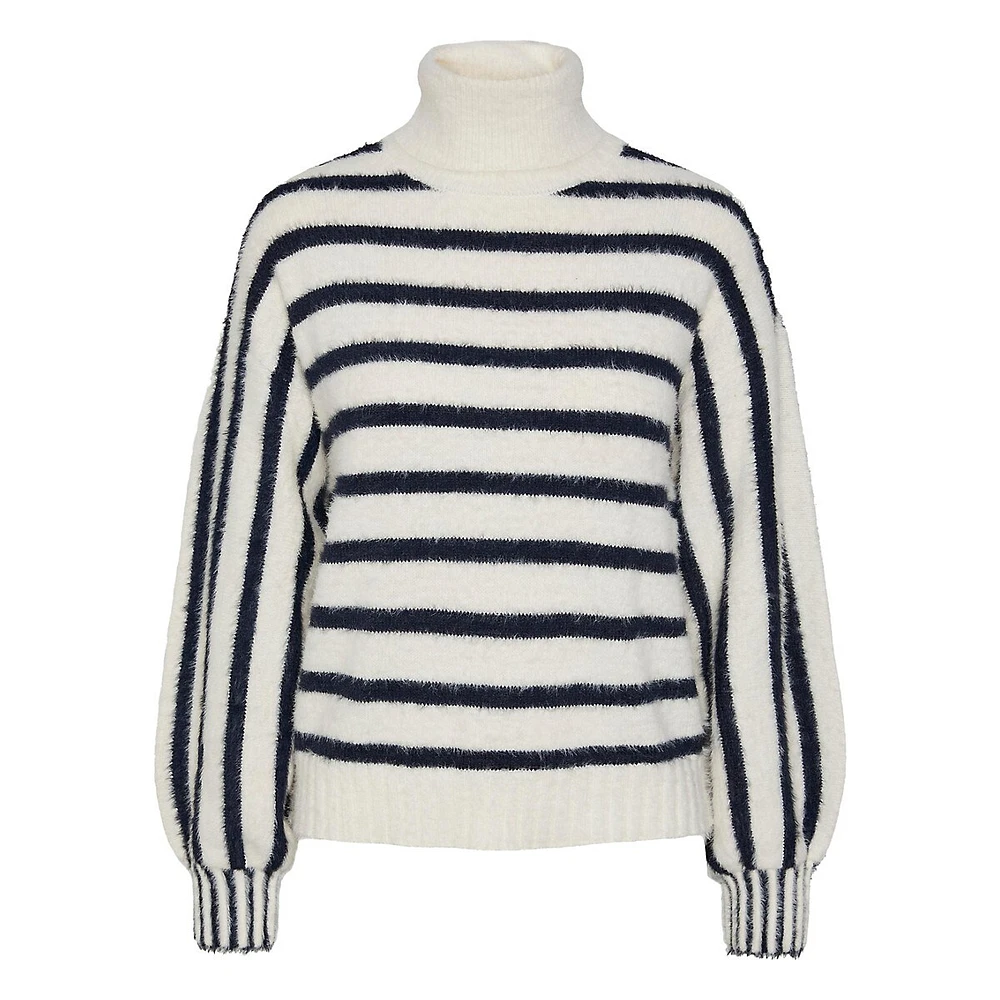 Pieces Smia Striped Turtleneck Sweater