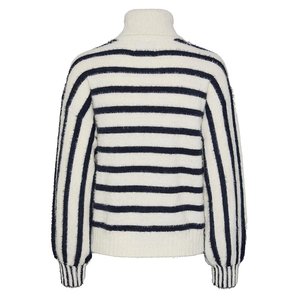 Pieces Smia Striped Turtleneck Sweater