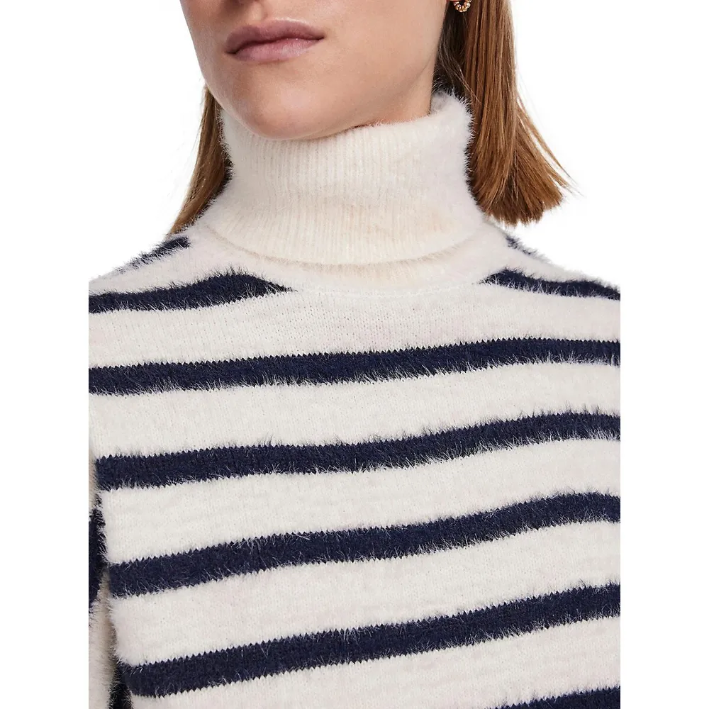 Pieces Smia Striped Turtleneck Sweater