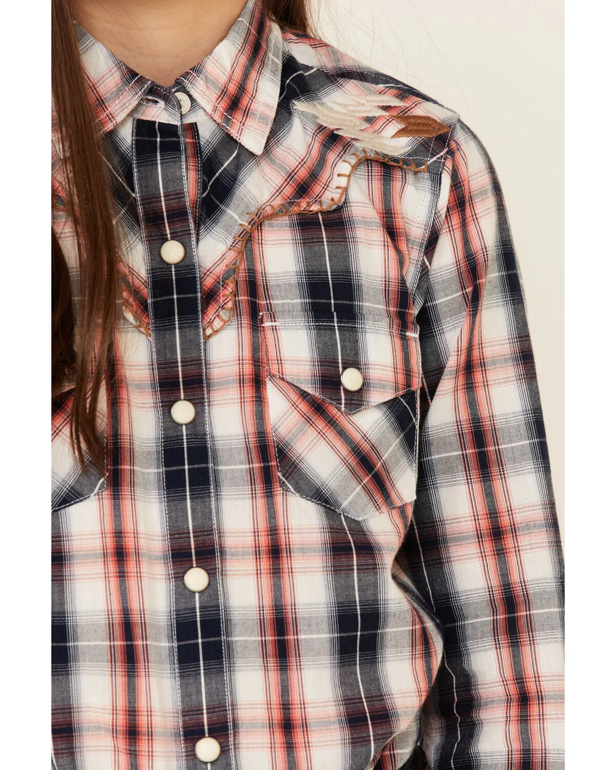 Product Name:  Ariat Girls' R.E.A.L Dynamic Plaid Print Southwestern Yoke Long Sleeve Western Shirt