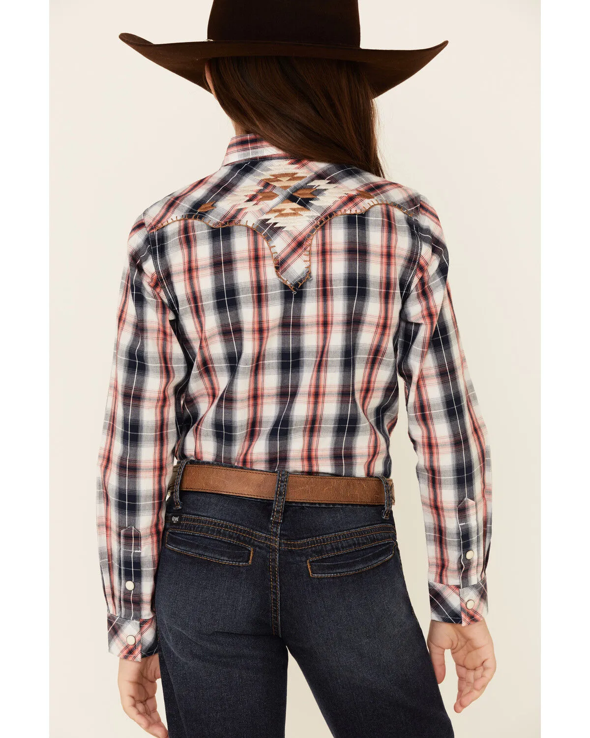 Product Name:  Ariat Girls' R.E.A.L Dynamic Plaid Print Southwestern Yoke Long Sleeve Western Shirt