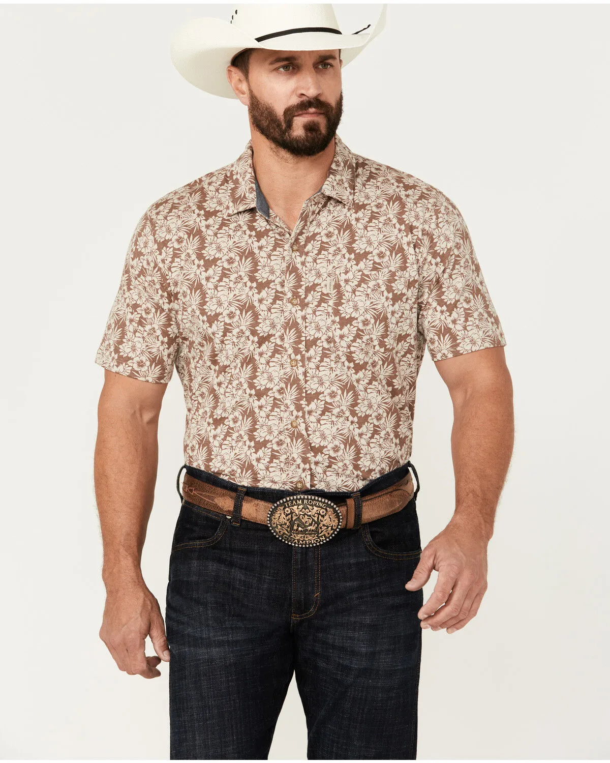 Product Name:  Ariat Men's Retro Floral Print Short Sleeve Button-Down Stretch Western Shirt