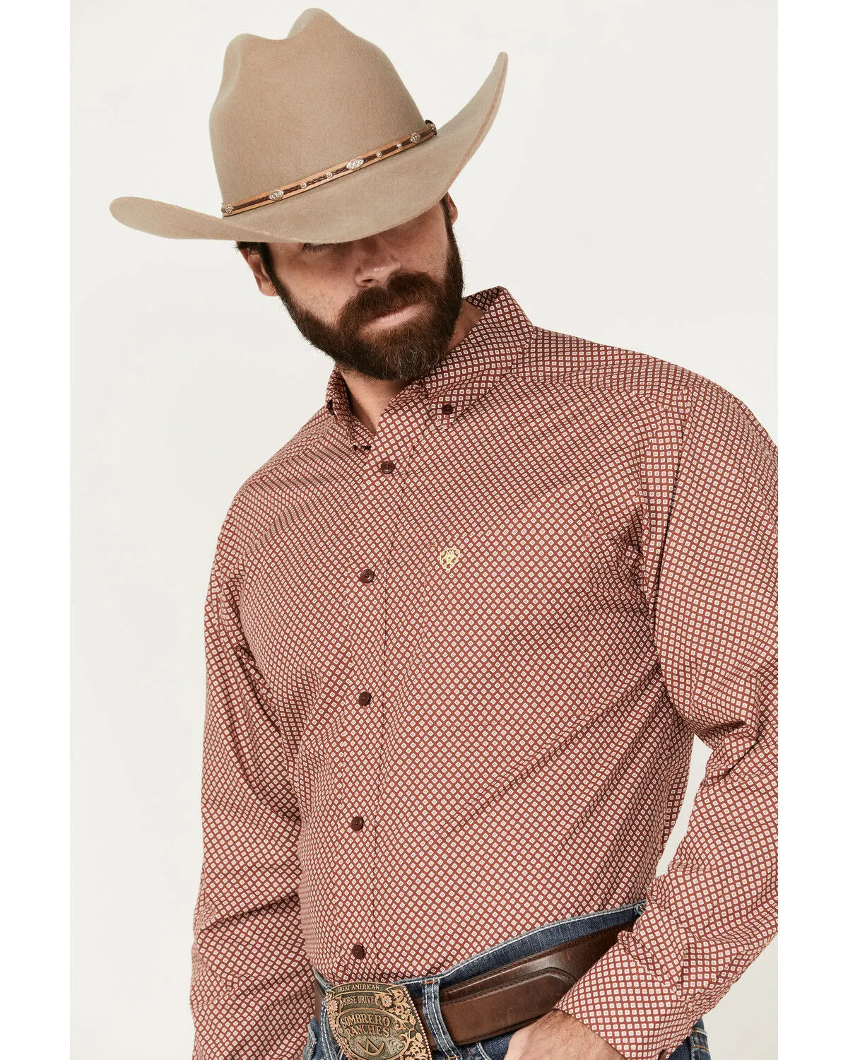 Product Name:  Ariat Men's Teegan Geo Print Long Sleeve Button-Down Western Shirt