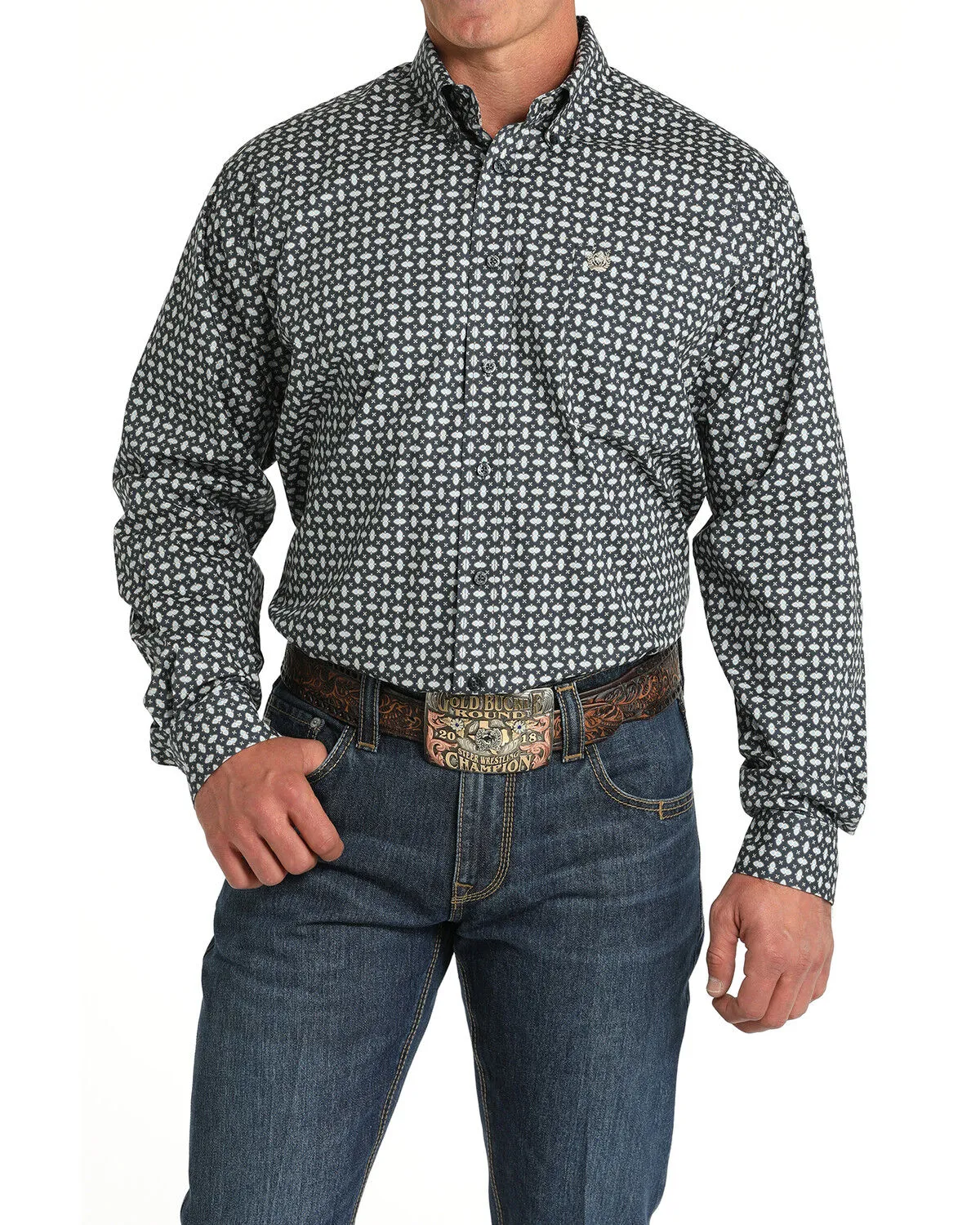 Product Name:  Cinch Men's Geo Print Long Sleeve Button-Down Stretch Western Shirt