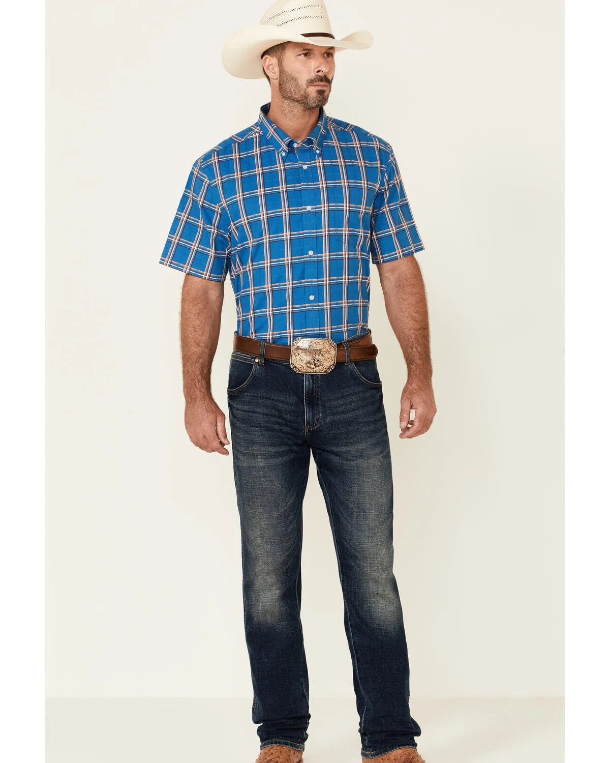 Product Name:  Cody James Core Men's Volt Plaid Print Short Sleeve Button Down Western Shirt