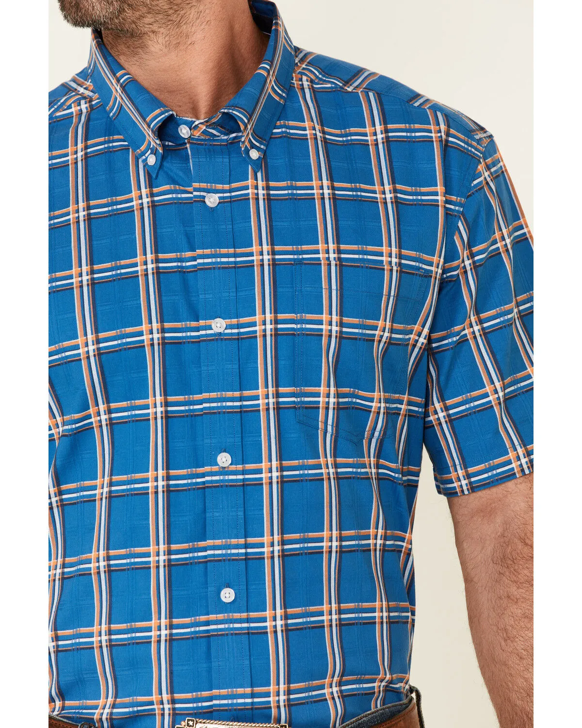 Product Name:  Cody James Core Men's Volt Plaid Print Short Sleeve Button Down Western Shirt