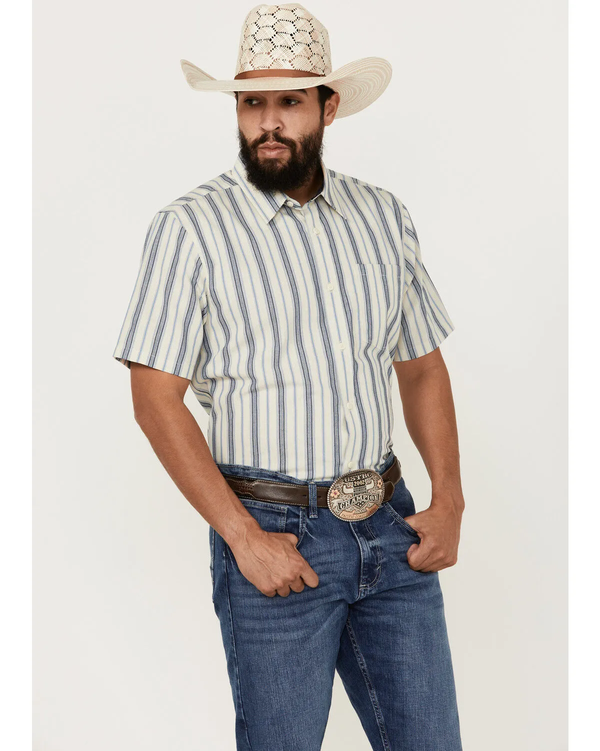 Product Name:  Cody James Men's Gunsmoke Dobby Striped Button-Down Short Sleeve Western Shirt - Tall