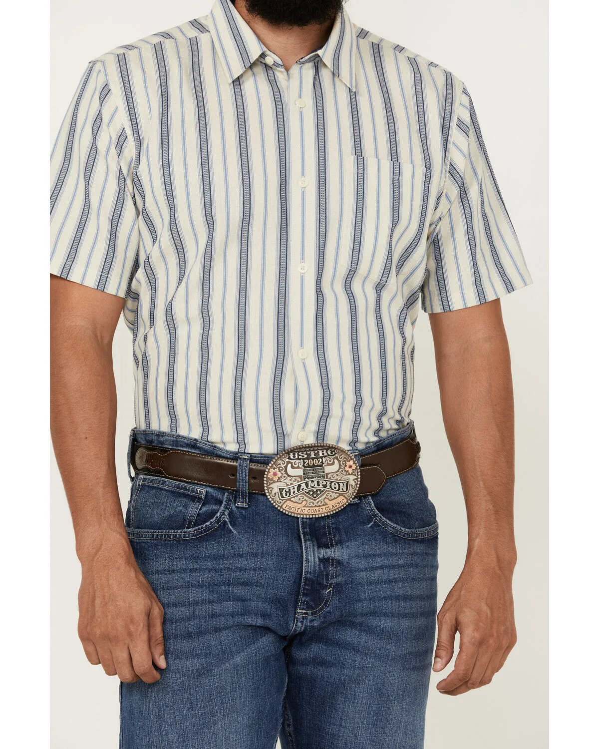 Product Name:  Cody James Men's Gunsmoke Dobby Striped Button-Down Short Sleeve Western Shirt - Tall